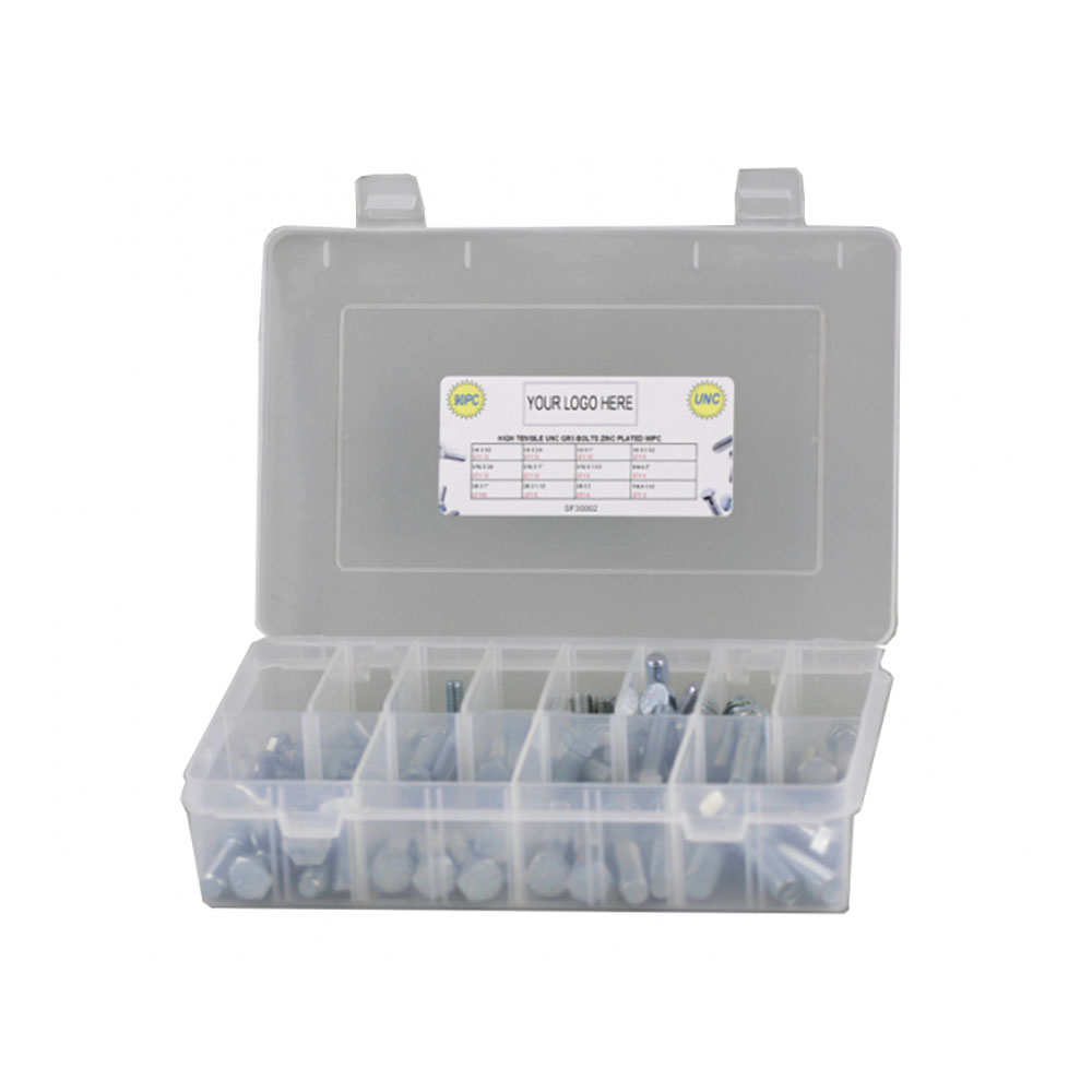 90pc Imperial UNC Hex Bolt Kit G5 Zinc Plated