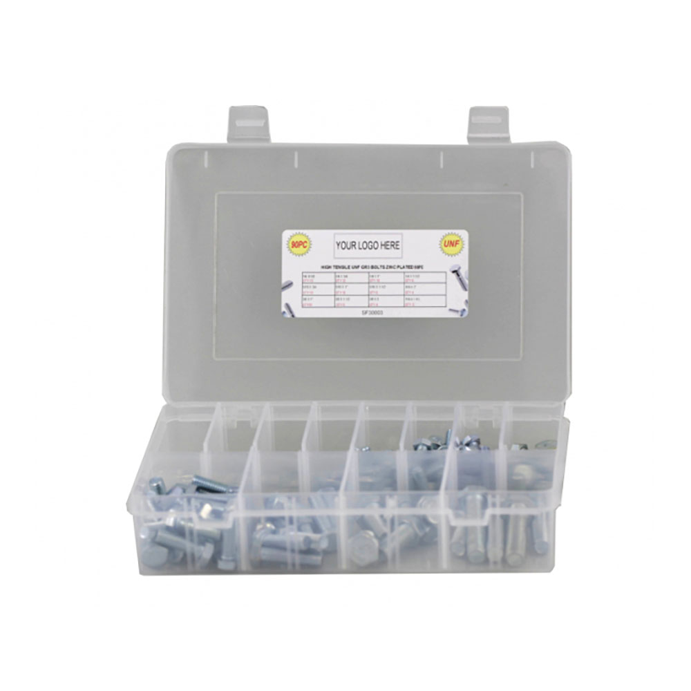 90pc Imperial UNF Hex Bolt Kit G5 Zinc Plated