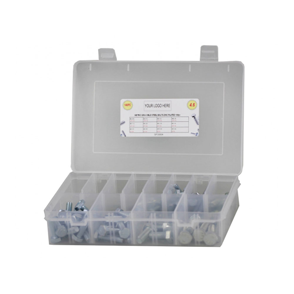 140pc Metric Coarse Hex Bolt Kit 4.6 Zinc Plated