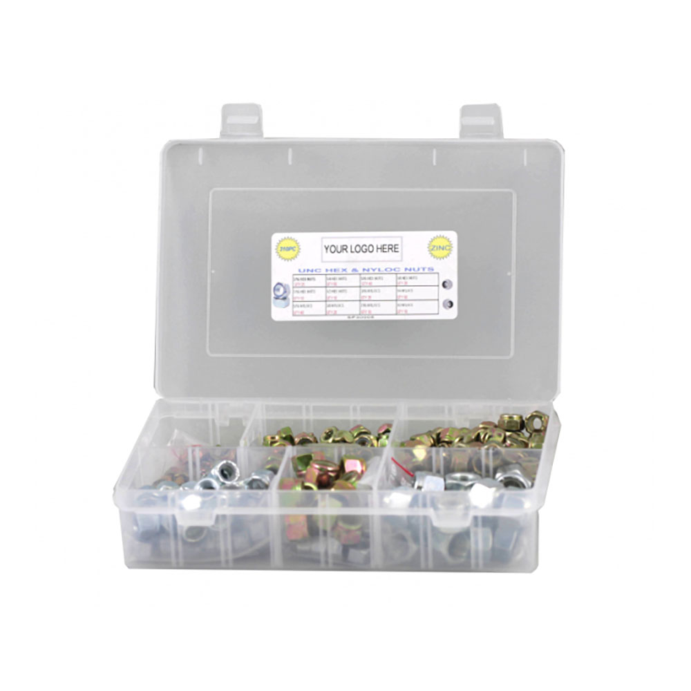 310pc Imperial UNC Hex & Nyloc Nut Kit Zinc Plated