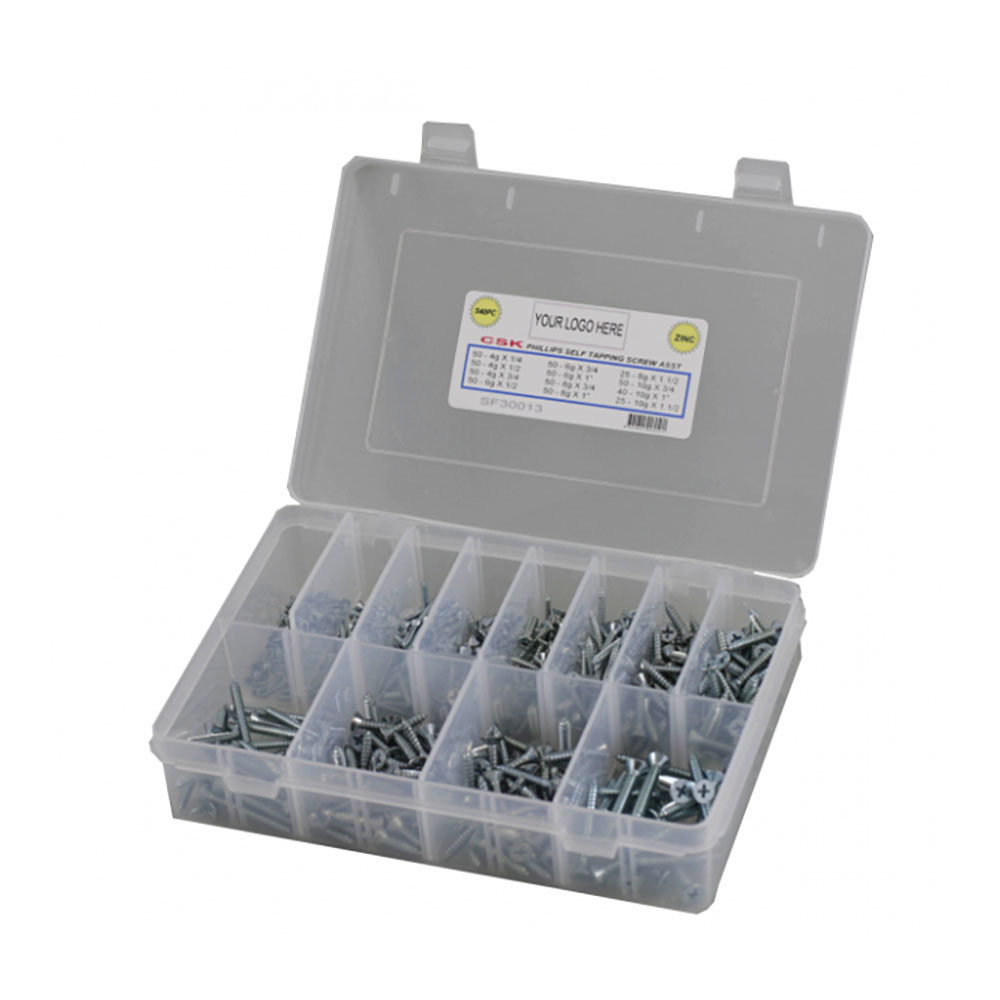 540pc CSK Phillips Self Tapping Screw Kit Zinc Plated