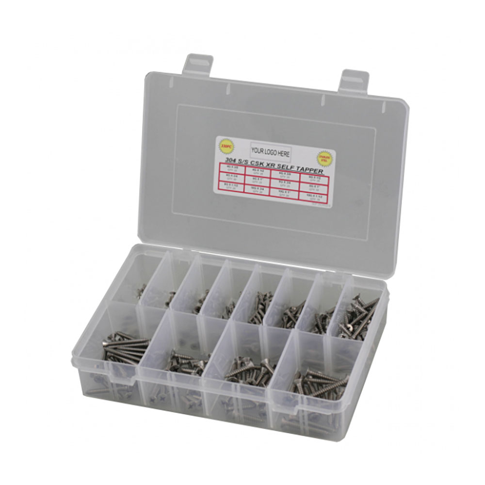 330pc CSK Phillips Self Tapping Screw Kit 304 Stainless Steel