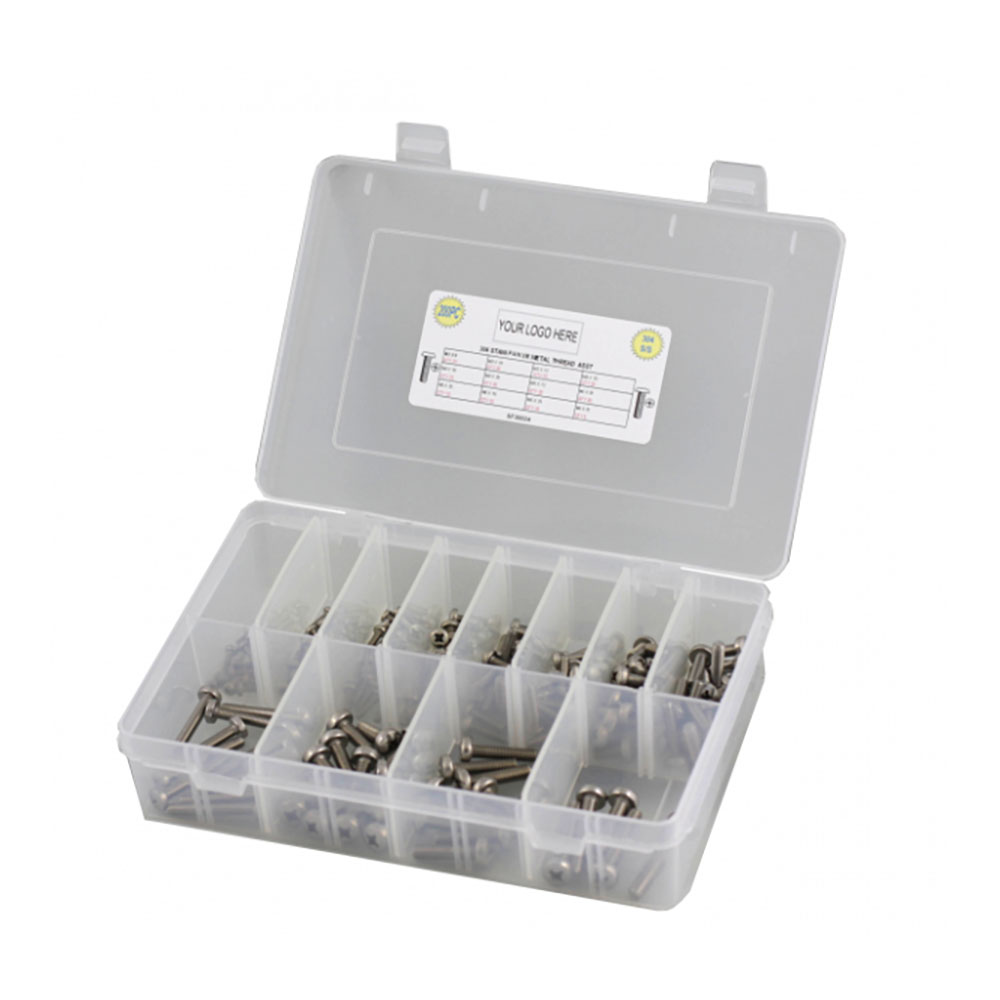 200pc Metric Coarse Pan Phillips Metal Thread Screw Kit 304 Stainless Steel