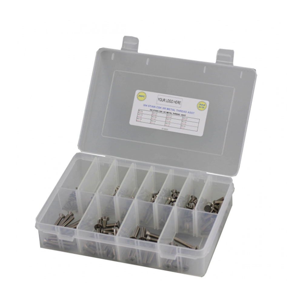 200pc Metric Coarse CSK Phillips Metal Thread Screw Kit 304 Stainless Steel
