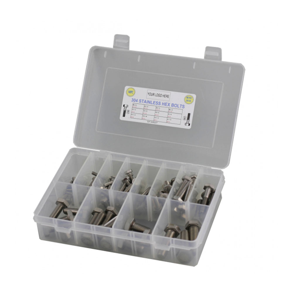 96pc Metric Coarse Hex Bolt Kit 304 Stainless Steel