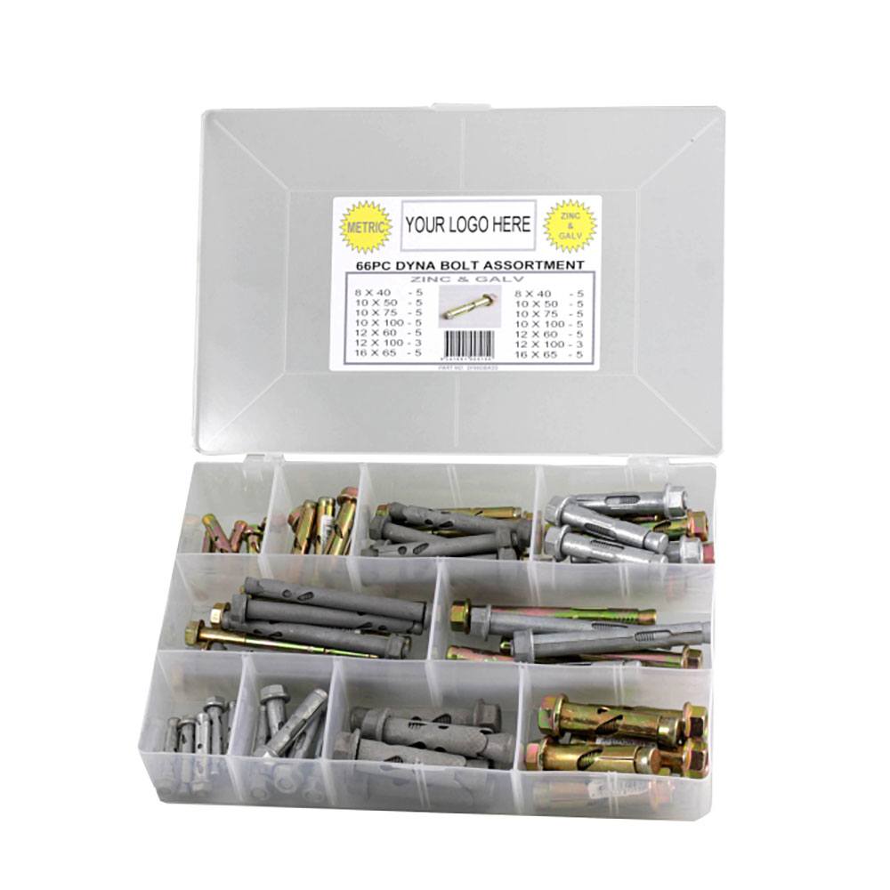 66pc Dynabolt Kit Galvanised & Zinc Plated