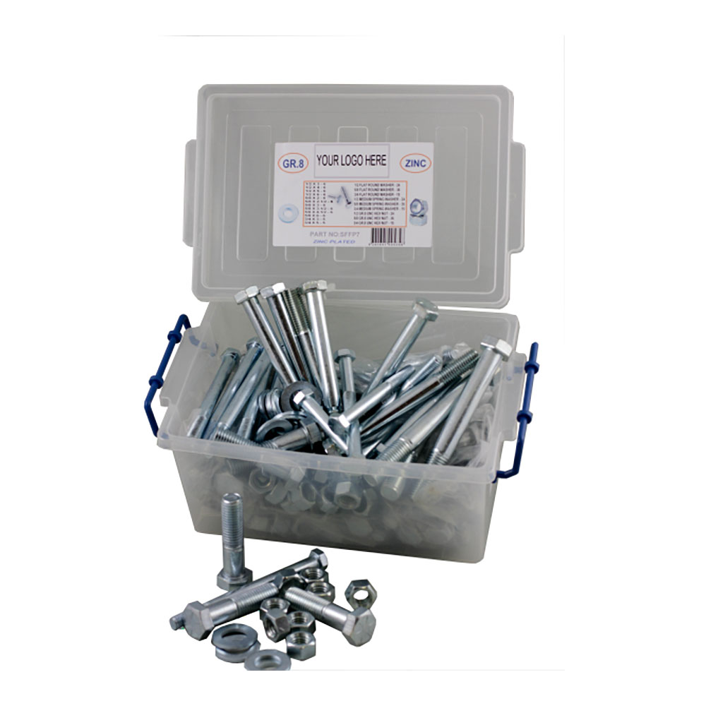 295pc Imperial UNC Hex Bolt Nut & Washer Kit G8 Zinc Plated