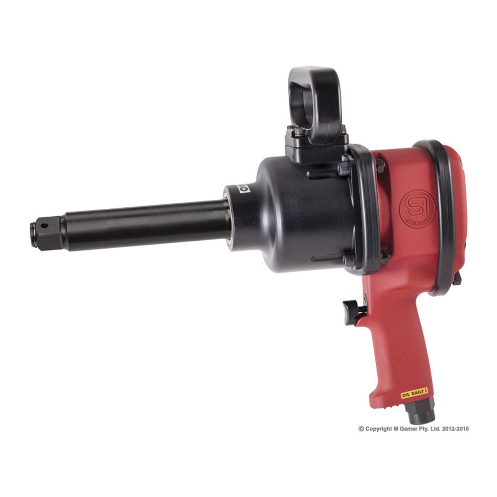 Shinano 1" H-Duty Pistol Grip Impact Wrench with 6" extended anvil