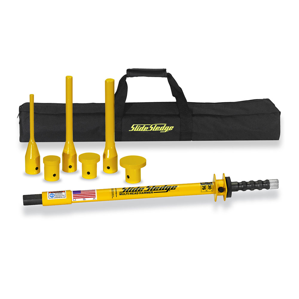 Slide Sledge 9 Pound 30" Multi-Head Hammer with 6 Pin Drivers