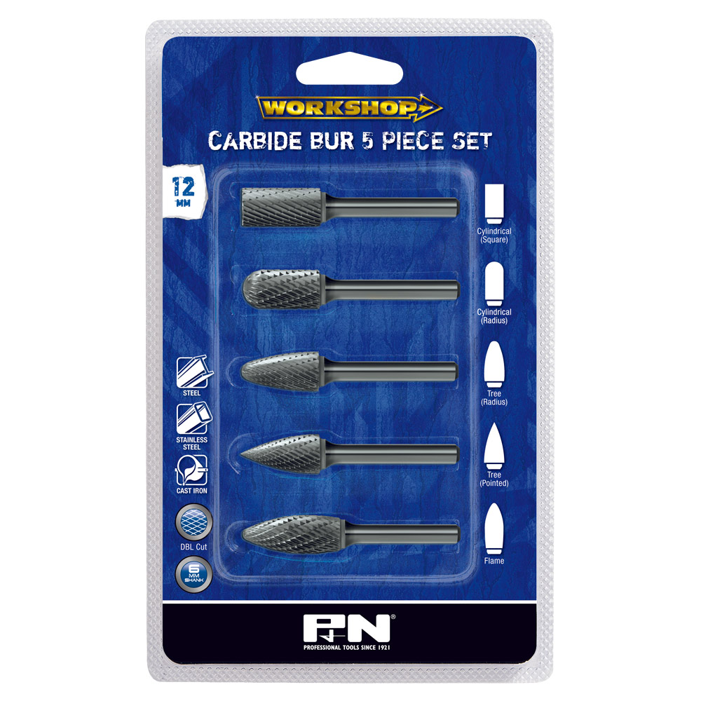 BURR SET 5Pce 6MM SHK Double Cut VHM