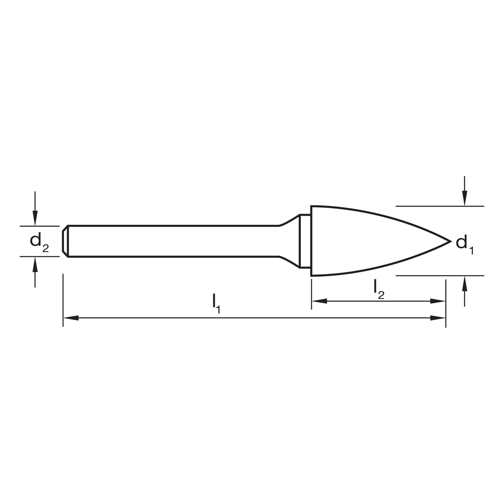 BURR TREE SHAPE POINTED END 12 x 25 x 6SH Double Cut VHM - Image 5