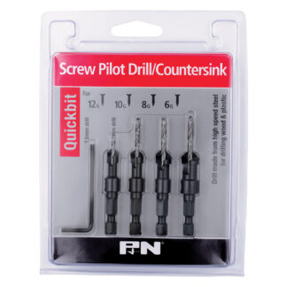 QUICKBIT PILOT DRILL/COUNTERSINK SET 5 PCE
