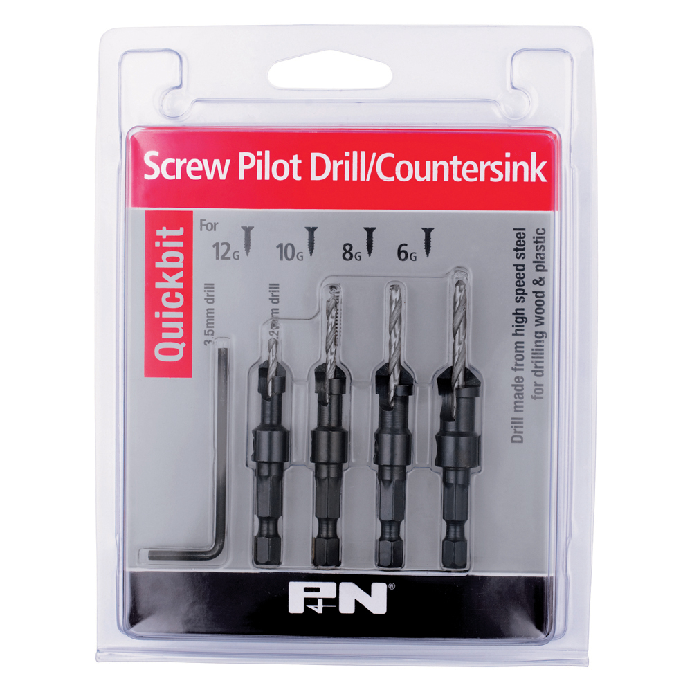 QUICKBIT PILOT DRILL/COUNTERSINK SET 5 PCE
