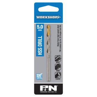 Drill Bit HSS DIN338 TiN Tip 5.00mm Metric P&N Workshop S/P