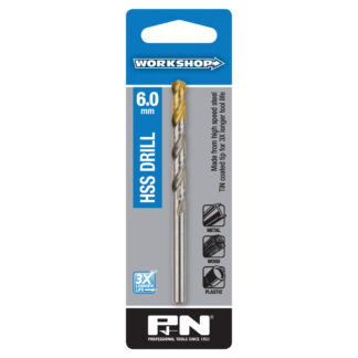 Drill Bit HSS DIN338 TiN Tip 6.00mm Metric P&N Workshop S/P