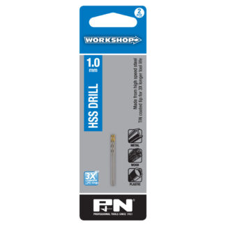 Drill Bit HSS TiN Tipped 1.00mm Metric P&N Workshop Twinpack