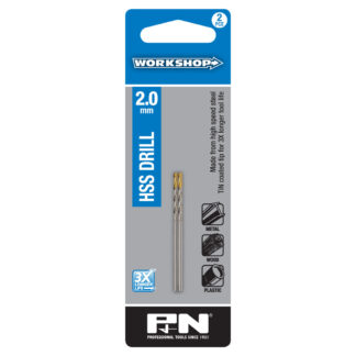Drill Bit HSS TiN Tipped 2.00mm Metric P&N Workshop Twinpack