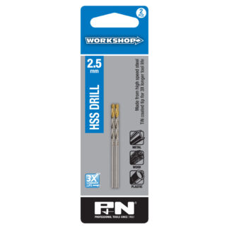 Drill Bit HSS TiN Tipped 2.50mm Metric P&N Workshop Twinpack
