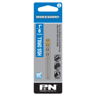 Drill Bit HSS TiN Tipped 1/8" Imperial P&N Workshop Twinpack