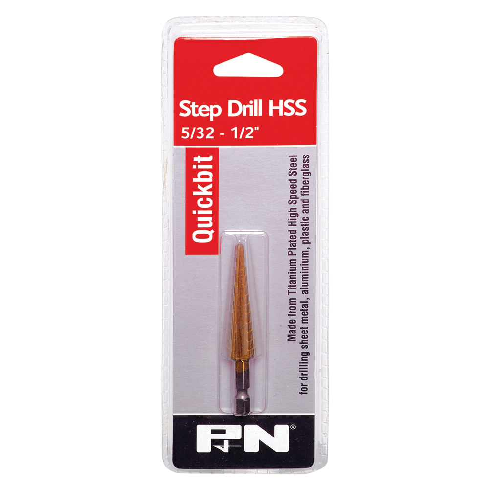 QUICKBIT STEP DRILL 12 STEP 5/32" - 1/2" HSS TiN x 1/4" SHK