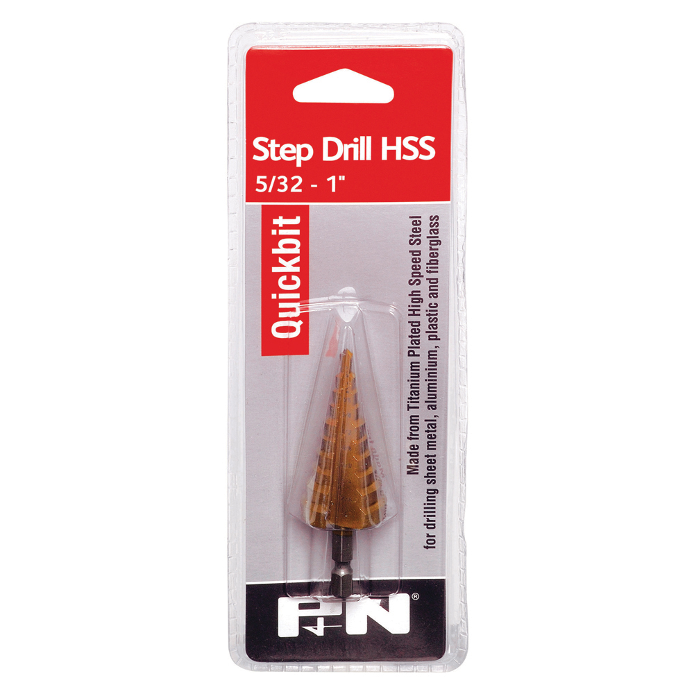 QUICKBIT STEP DRILL 10 STEP 5/32" - 1" HSS TiN x 1/4" Shank