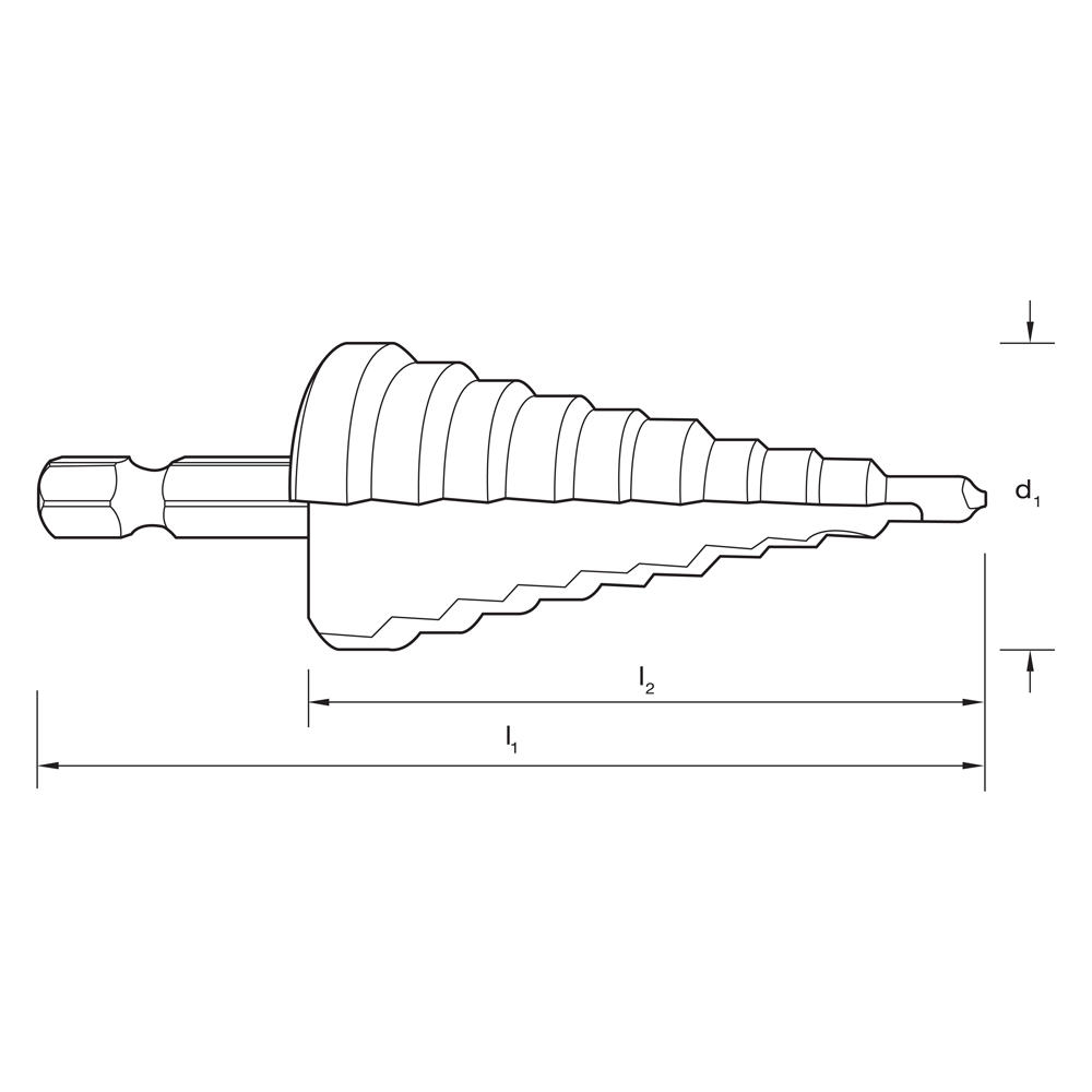 QUICKBIT STEP DRILL 11 STEP 4 - 25mm HSS TiN x 1/4" Shank - Image 4