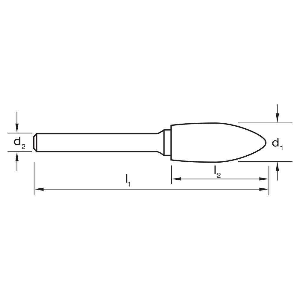 BUR CRB B206 SH200 FLAME SHAPE DBLCUT 5/16 x 3/4 x 1/4 SHK - Image 2