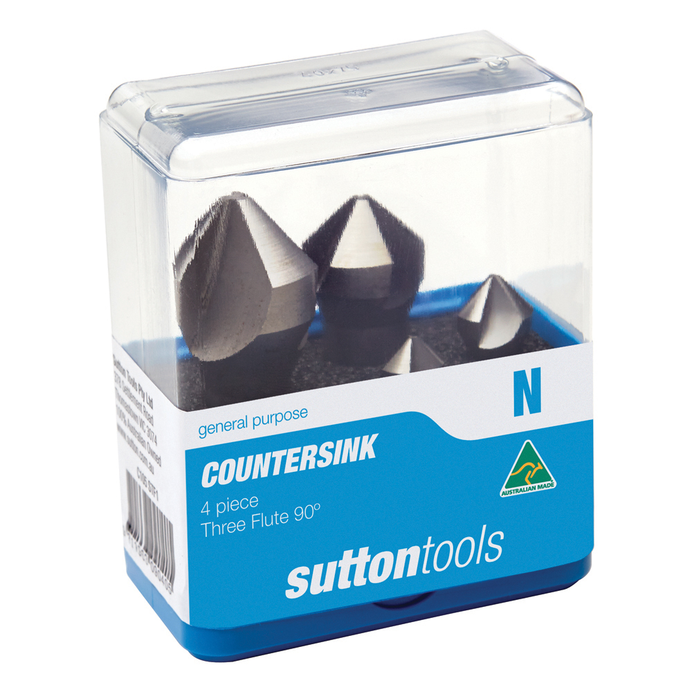 COUNTERSINK C105 STF1 SET 4Pce THREE FLUTE HSS 90deg
