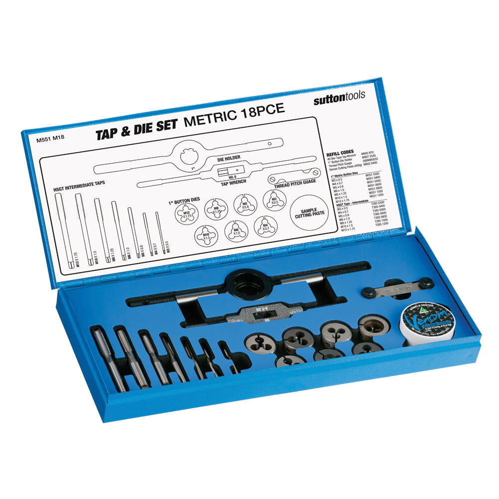 TAP & BUTTON DIE M551 SET METRIC HIGH SPEED STEEL