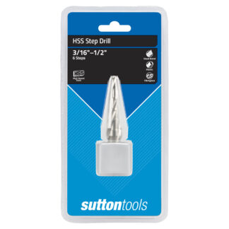 Step Drill HSS Spiral 3/16"-1/2" (6 Steps) Sutton