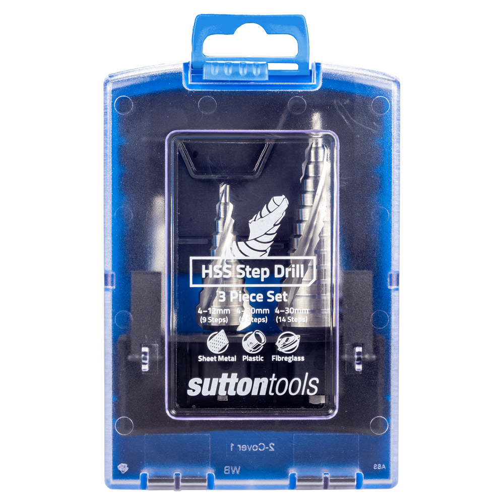 Step Drill Set HSS Spiral D504 3Pc 4-12, 4-20 & 4-30 SUTTON