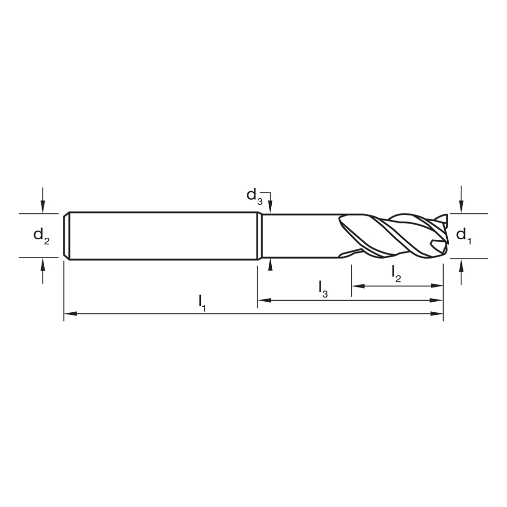 E/MILL E402 10mm x 10mm 3F LONG REACH 45°/46°/44° HA VHM CrN - Image 3