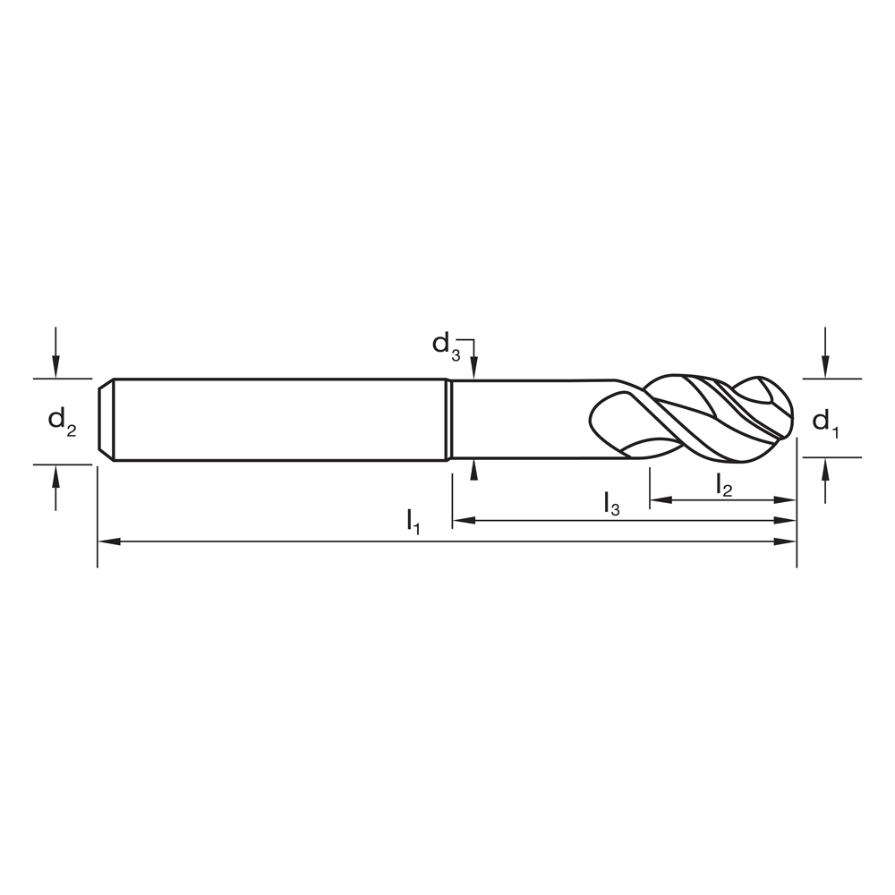 E/MILL B/N E408 6mm x 6mm 3F L/R 45°/46°/44° HA VHM CrN - Image 3