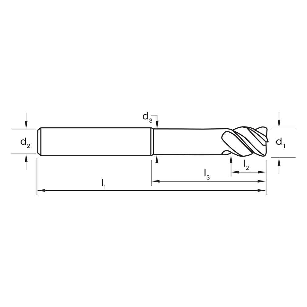 E/MILL E430 16 x 16 x R3 4F LONG REACH 45/44 HA VHM AlCrN - Image 3