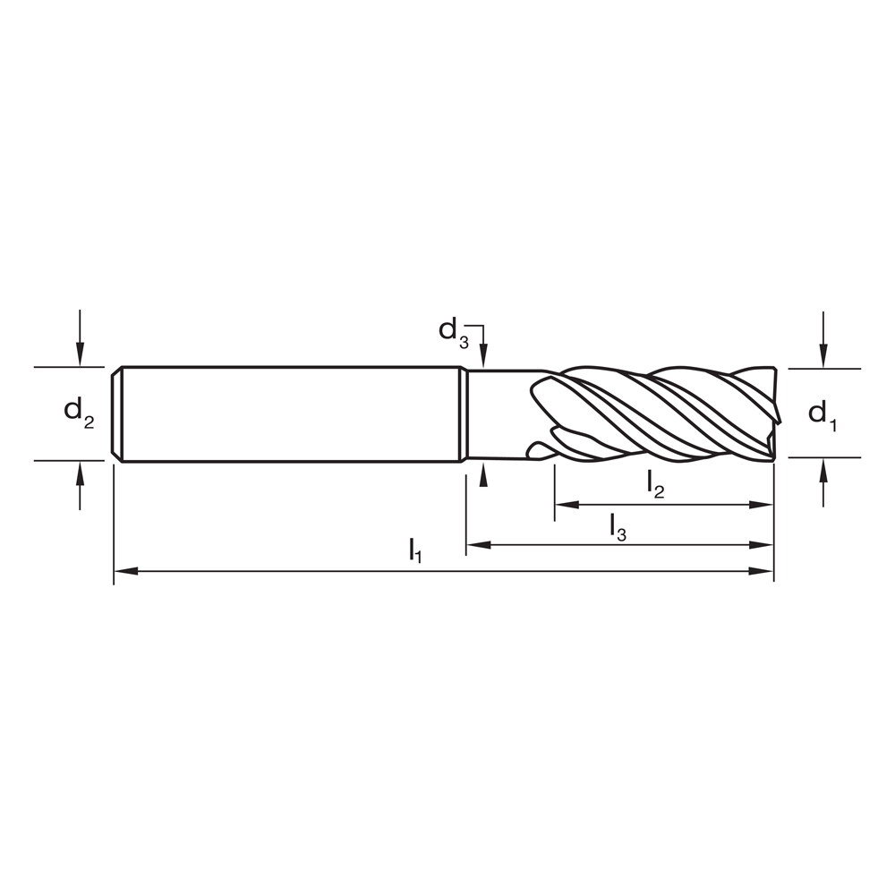 E/MILL E459 18mm LONG 4 Flutes R40/42 DIN6527L-HA VHM HELICA - Image 3