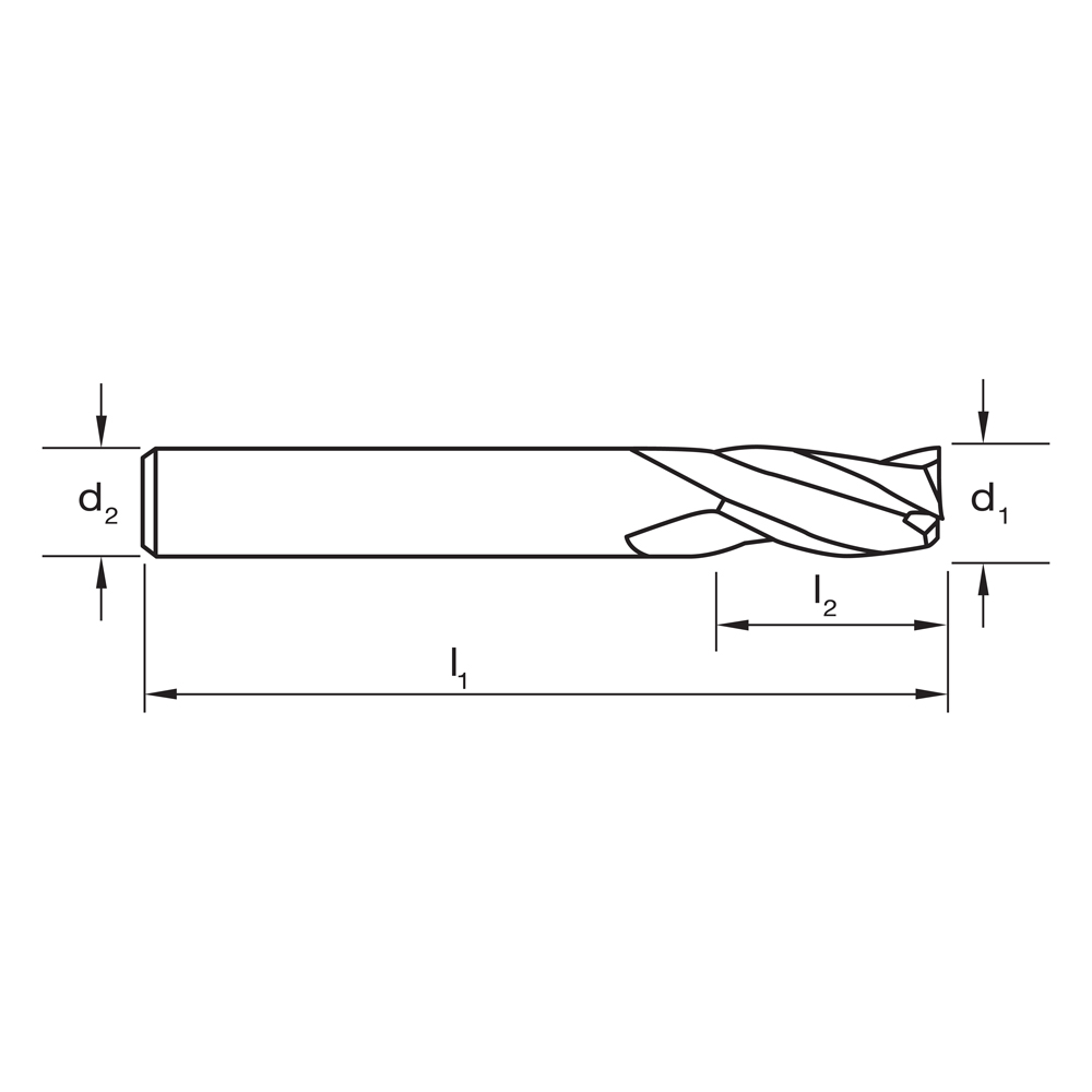 E/MILL E515 5mm LONG 3 Flutes R30 DIN6527L-HA VHM AlCrN - Image 3