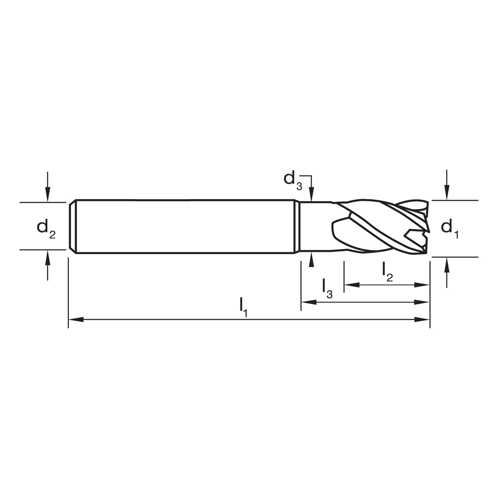 E/MILL E533 12mm SHT 4 FL R35/38 DIN6527K-HA VHM Ultra AlCrN - Image 3