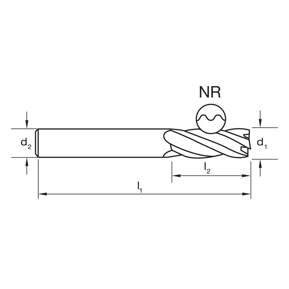 E/MILL E547 8mm LONG 3 Flutes R30 NR DIN6527L-HA VHM AlCrN - Image 3