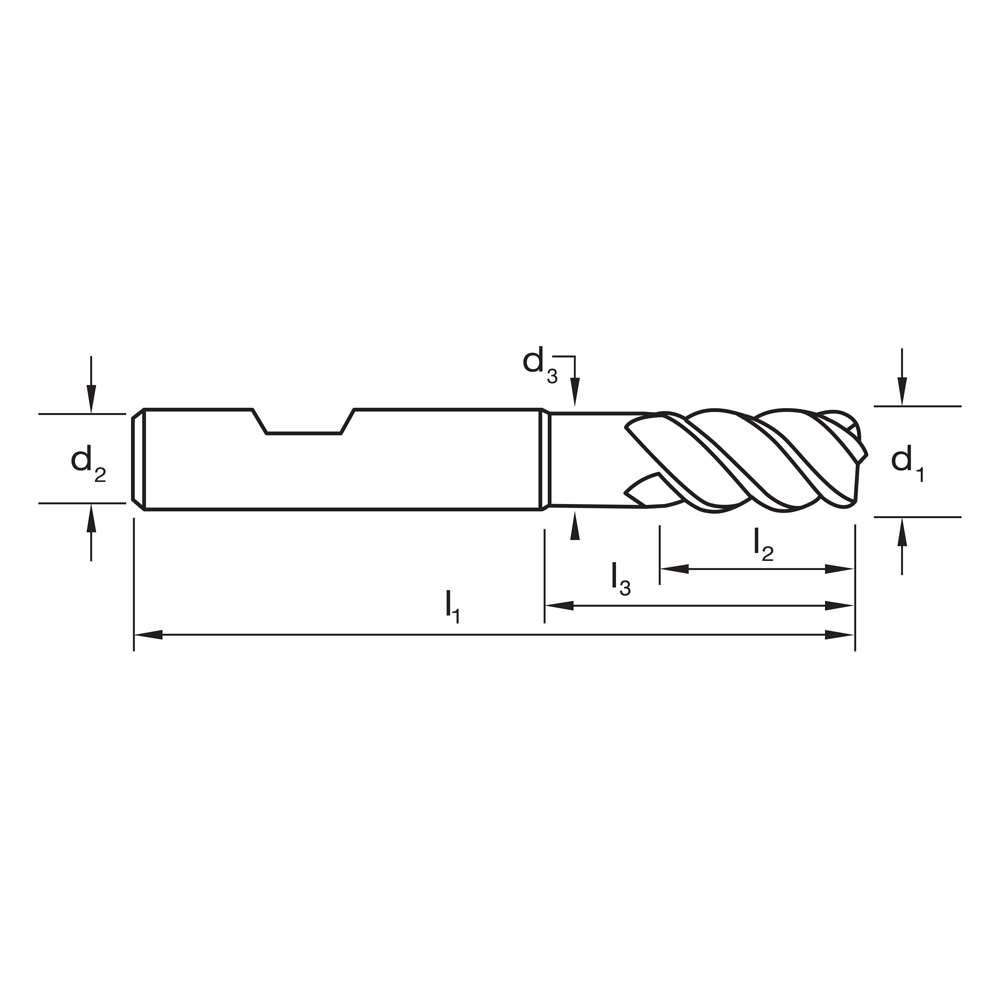 E/MILL C/RAD E565 14mmxR2 4FL R50 DIN6527L-HB VHM 48Rc ALCrN - Image 3