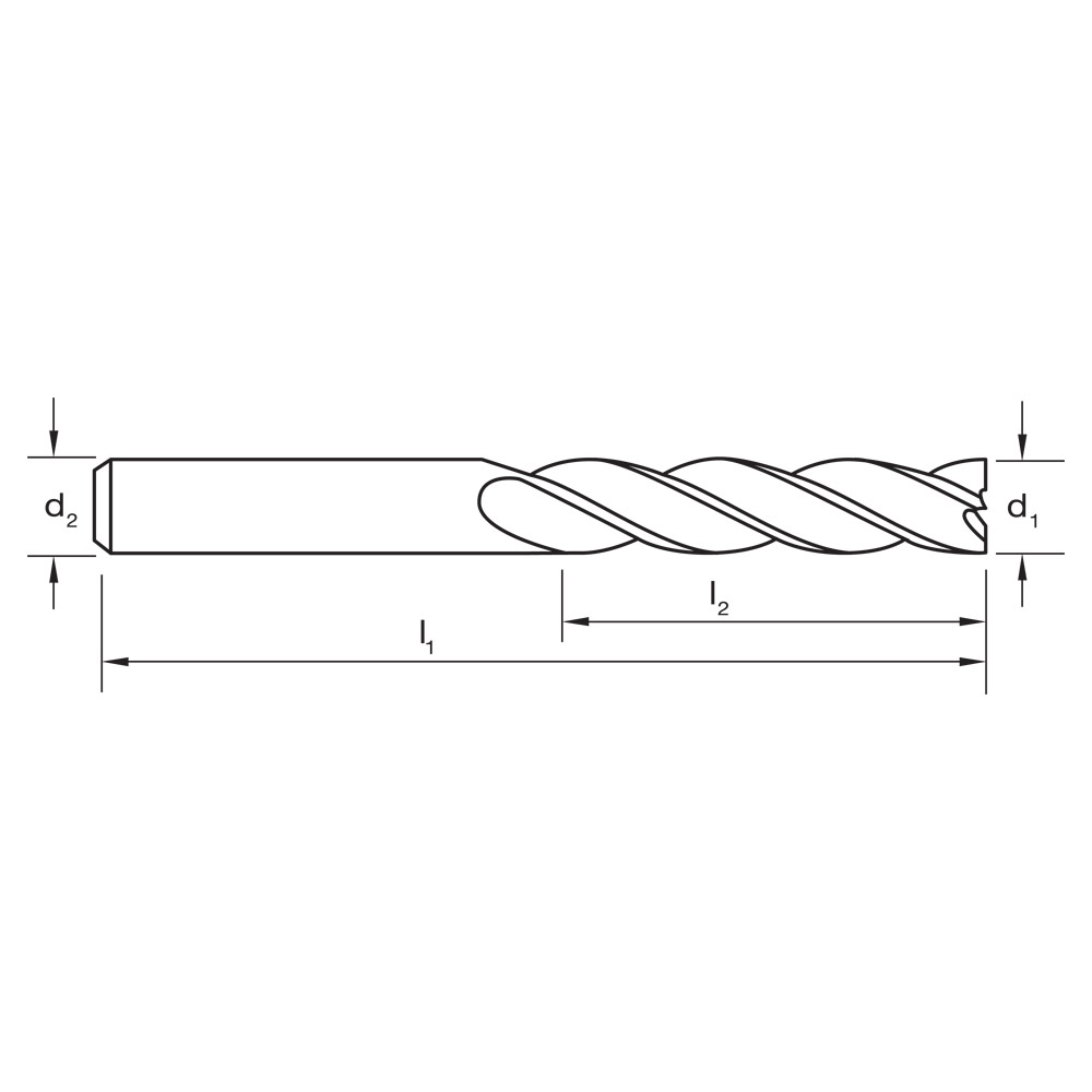 E/MILL E127 1/2" LONG 4 Flute R30 JIS HSS-Co.8 - Image 3