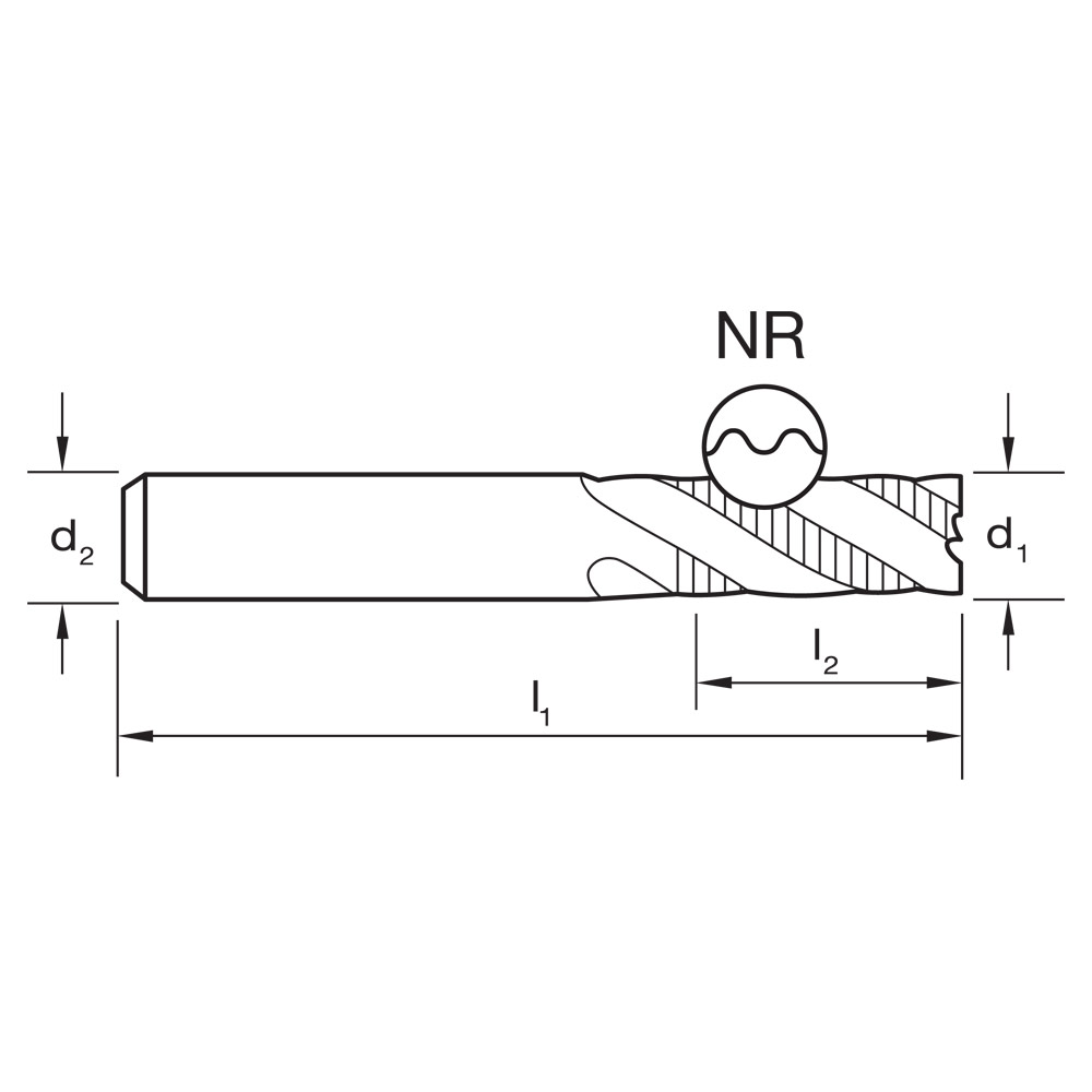 E/MILL E142 8mm REG. 3 Flute R30 NR JIS HSS-Co.8 - Image 3