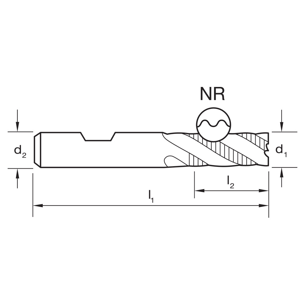 E/MILL E145 25mm REG. 5 Flute R30 NR JIS HSS-Co.8 TiCN - Image 3