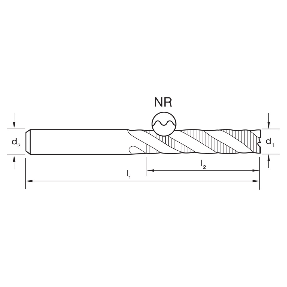 E/MILL E146 1/2" LONG 4 Flute R30 NR HSS-Co.8 - Image 3