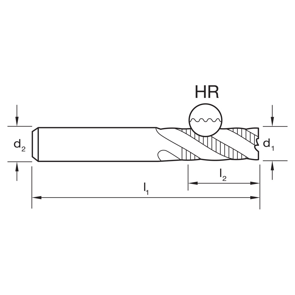 E/MILL E168 12mm REG. 4 Flute R30 HR JIS HSS-Co.8 - Image 3