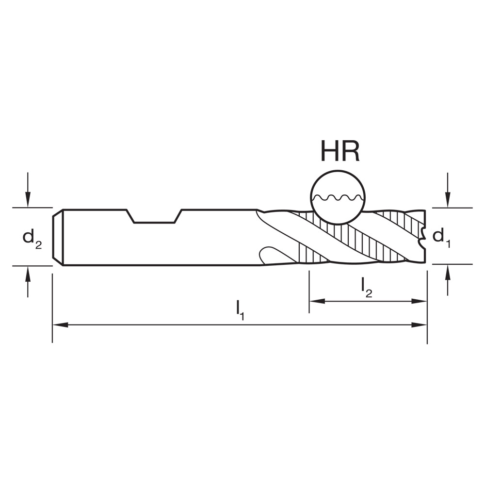 E/MILL E171 16mm REG. 4 Flute R30 HR JIS FLAT HSS-Co.8 TiCN - Image 3
