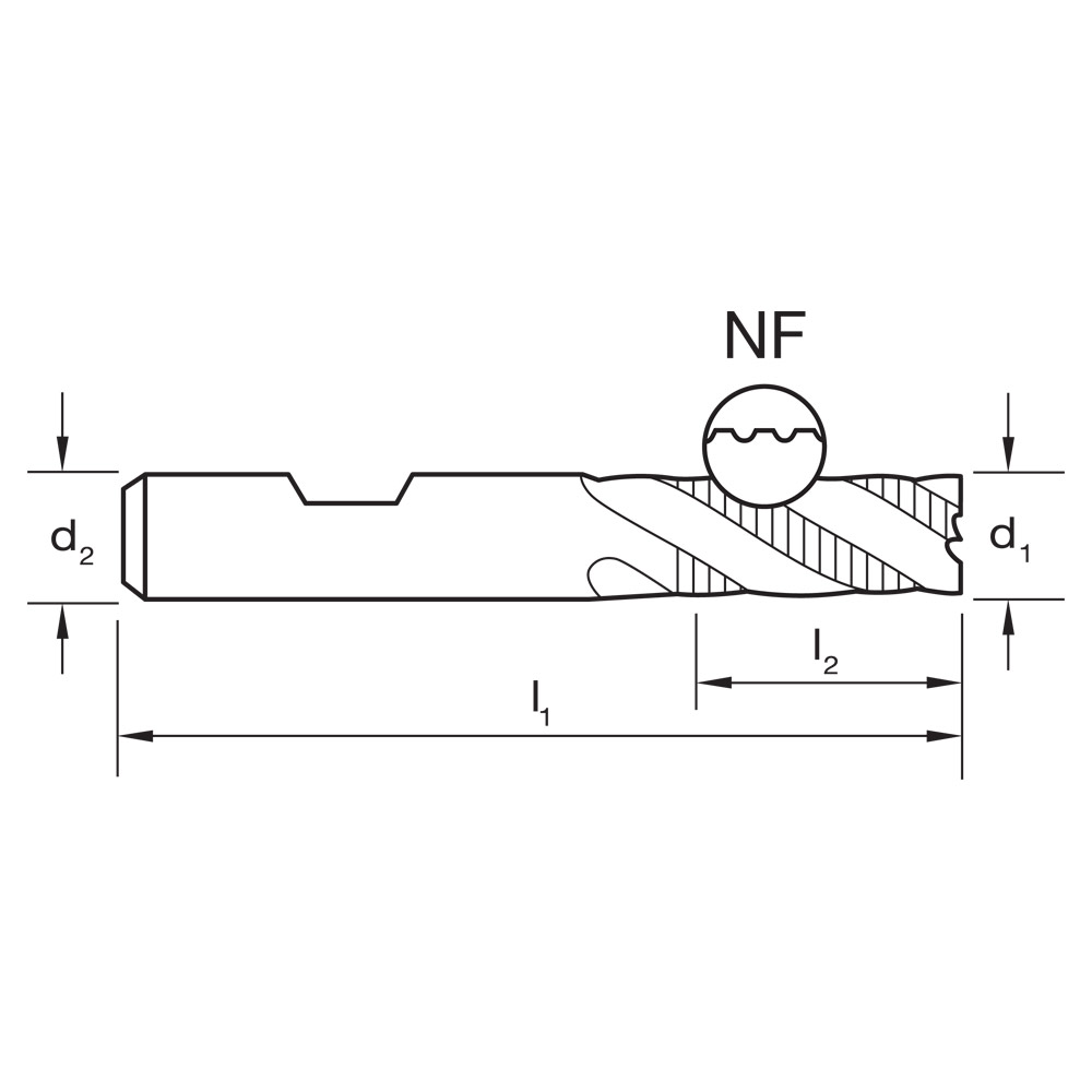 E/MILL E202 20mm REG. 4 Flute R30NF DIN844K-B HSS-Co.8 TiAlN - Image 3