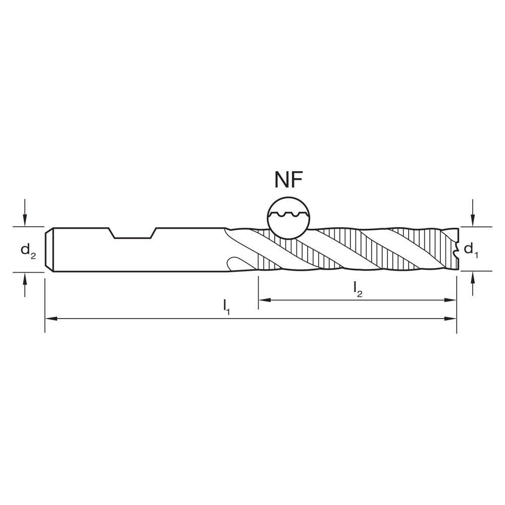 E/MILL E206 18mm LONG 4 Flute R30NF DIN844L-B HSS-Co.8 TiAlN - Image 3