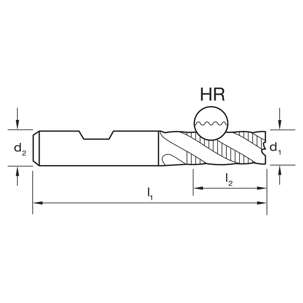 E/MILL E251 25mm REG. 5 Flute R30VA-R DIN844K-B SPM AlCrN - Image 3