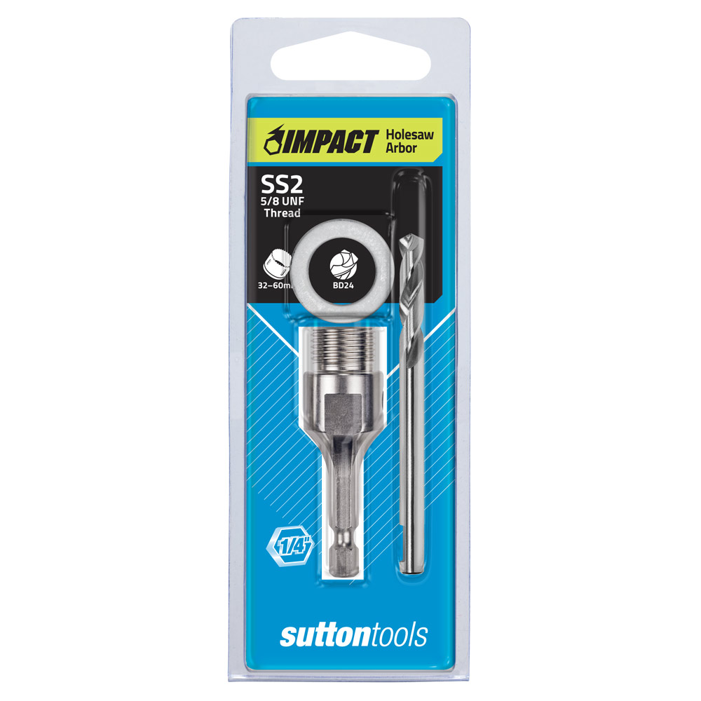 HOLESAW ARBOR H112 SS-2 SUPA IMPACT 5/8"UNFx1/4" Shank SUT