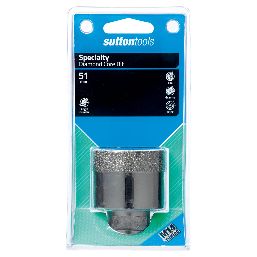 Diamond Core Bit 51mm - Cut Depth 35mm x M14 Thread Sutton